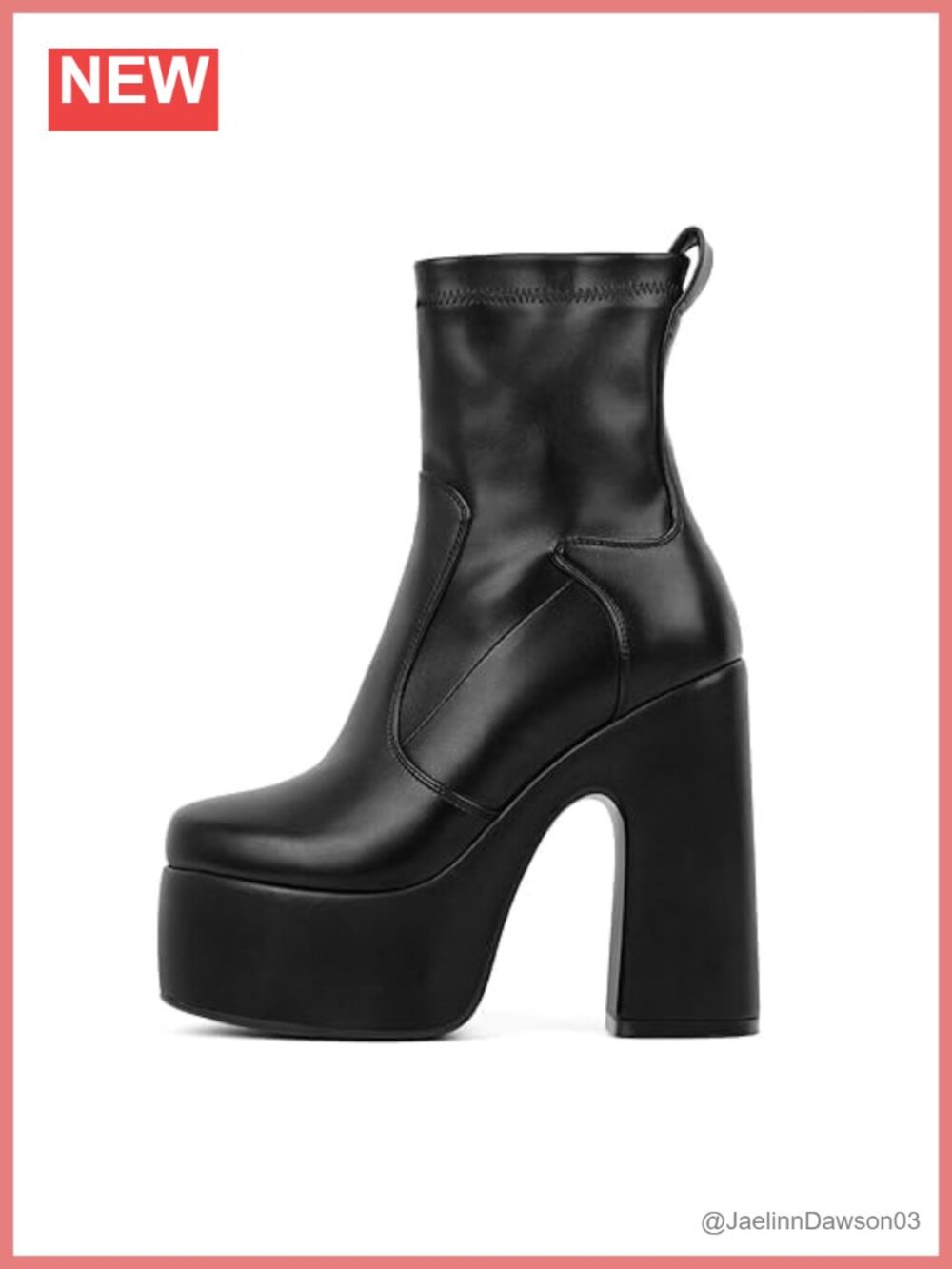 Women's Platform Ankle Boots Chunky Block Heel Round Toe Faux Leather Side